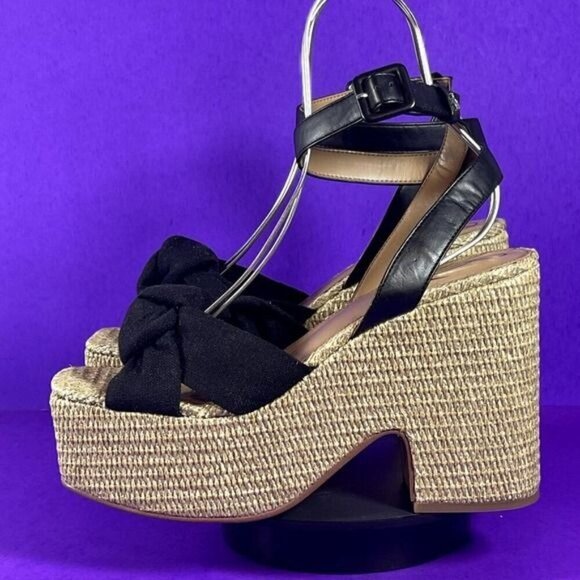 Sam Edelman Women's Black Bow Theresa 2 Summer Platform Sandals Shoe Size 10.5 - Picture 3 of 9